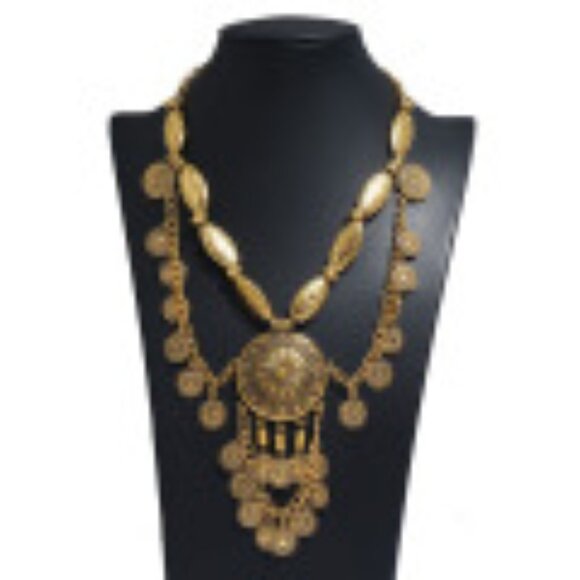 #056  Ethnic Wind Alloy Coin Personality Retro Collarbone Multi-layer Necklace - Picture 1 of 6